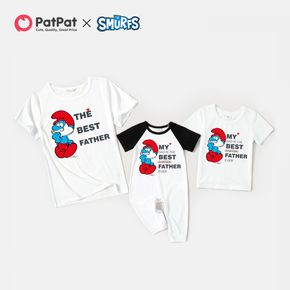 Smurfs Family Matching 'Best Father' White Tees and Jumpsuit