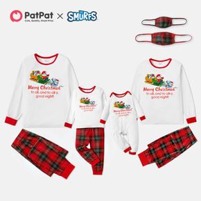 Smurfs Merry Christmas Top and Plaid Pants Matching Pajamas Sets(Flame Resistant)