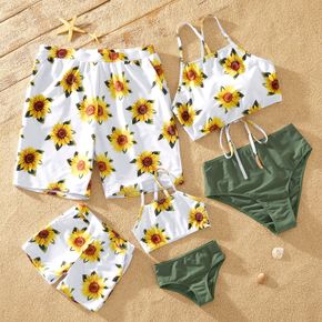 Sunflower Print Family Matching Swimsuits
