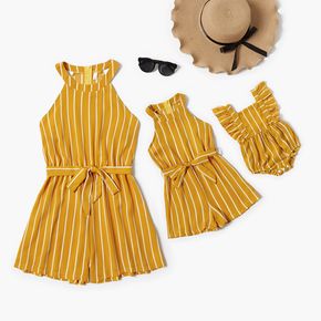 Stripe Print Sleeveless Matching Rompers for Mommy and Me