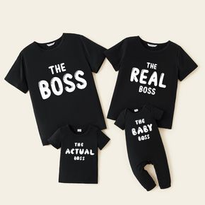 Mosaic 'BOSS' Print Cotton Family Matching Tees and Jumpsuit