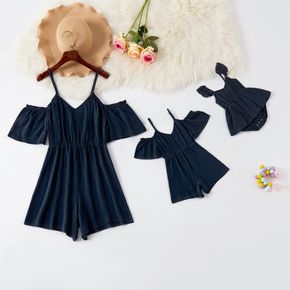 100% Cotton Solid Color Matching Navy Sling Shorts Rompers