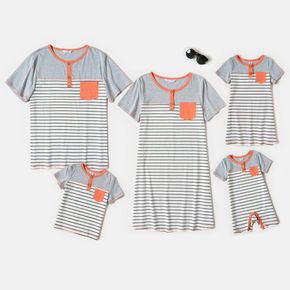 Stripe Print Family Matching Grey Sets