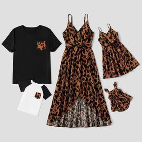 Leopard Series Family Matching Sets(Sling V-neck Dresses for Mom and Girl )