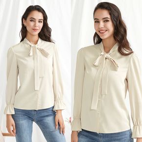 Casual Solid Stand Collar Long-sleeve Shirt