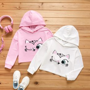 Beautiful Kid Girl Animal Cute Cat Print Hoodie Sweatshirt