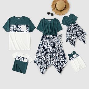 Floral Print Splicing Family Matching Short-sleeve Outfits