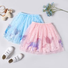Kid Girl Unicorn Print Stars Glitter Princess Tulle Skirt