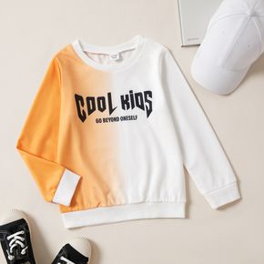 Kid Boy Letter Print Ombre Colorblock Pullover Sweatshirt