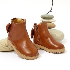 Toddler / Kid Solid Back Bow Decor Side Zipper Boots