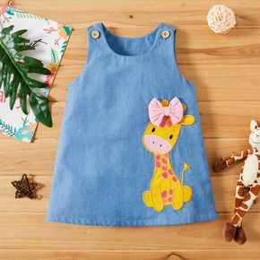 Baby Mädchen Giraffe bowknot festen Behälterkleid des blauen Denim