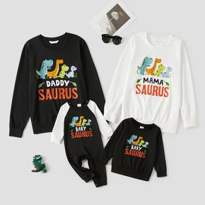 Dinosaur and Letter Print Matching Sweatshirts Pullovers