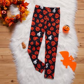 Kid Girl Halloween Pumpkin Ghost Print Leggings