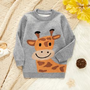 Toddler Boy/Girl Deer Pattern Grey Knit Sweater