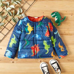 Toddler Boy Animal Dinosaur Print Button Design Coat