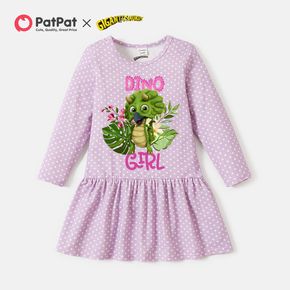 Gigantosaurus Toddler Girl Polka Dots and Dino Cotton Dress