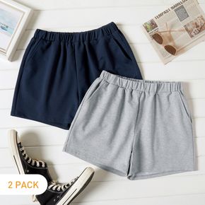 2-Pack Casual Solid Shorts Set For women