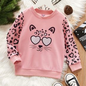 Toddler Girl Leopard Print Animal Pattern Pink Pullover Sweatshirt