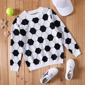 Kid Boy Soccer Pattern Colorblock Knit Sweater