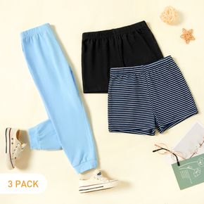 3-Pack Toddler Casual Solid & Striped Pants Shorts Set