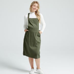 Maternity Solid Color Pocket Front Overall Dress