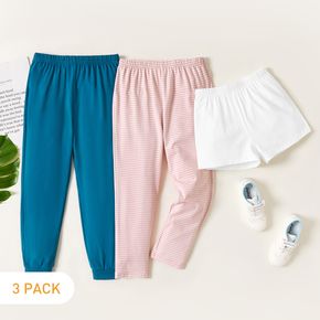 3-Pack Kids Casual Solid & Striped Pants Shorts Set