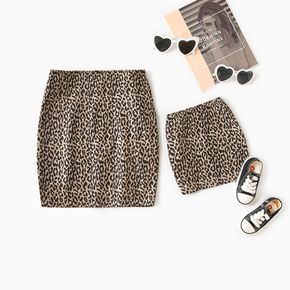 Leopard Print Mini Bodycon Pencil Skirt for Mom and Me