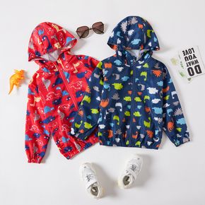 Kid Boy/Kid Girl Dinosaur Print Zipper Hooded Jacket