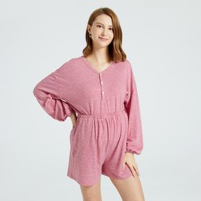 Maternity Half Button Solid Color Long-sleeve Pajamas