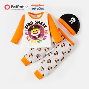 Babyhai 3-teiliges Baby-Halloween-Piraten-T-Shirt und -Hosenset aus Baumwolle mit Hut
