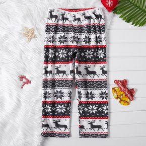Kid Boy Christmas Deer Snowflake Print Fuzzy Pants