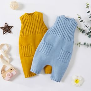 Baby Boy/Girl Solid Sleeveless Knitted Jumpsuit Overalls