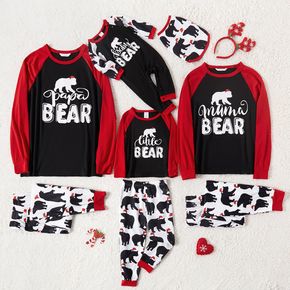 Pijamas para família estampagem Urso Letras teste padrão do natal Natal