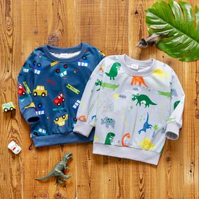Toddler Boy Animal Dinosaur/Vehicle Print Casual Pullover Sweatshirt