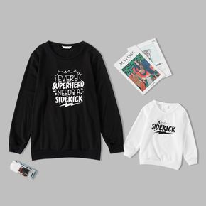 Letter Print Crewneck Long-sleeve Sweatshirts for Dad and Me