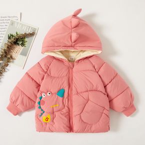 Toddler Girl Dinosaur Pattern Spike Design Zipper Hooded Coat