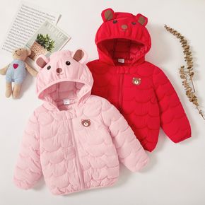 Toddler Girl Bear Pattern Ear Design Hooded Coat