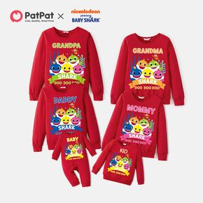 Baby Shark Big Graphic Family Look Cotton Red Pullover Sweatshirts