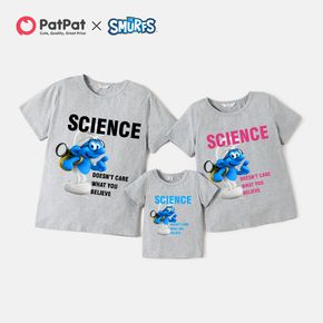 Smurfs 'Science' Letter Print Cotton Family Matching Tees