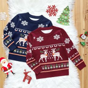 criança menino / menina criança natal cervo árvore padrão floco de neve suéter tricô