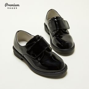 Toddler / Kid Black Minimalist Velcro Short Chunky Heel Shoes