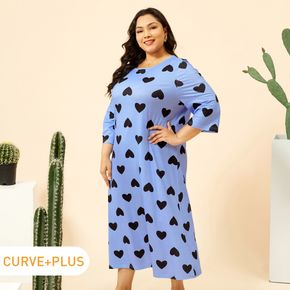 Women Plus Size Casual Heart Print Nightdress