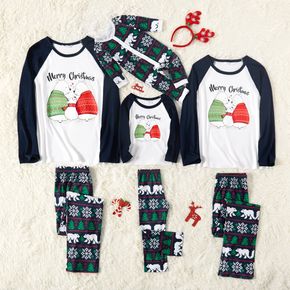 Christmas Polar Bear and Letter Print Family Matching Raglan Long-sleeve Pajamas Sets (Flame Resistant)