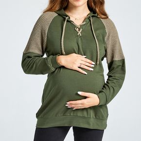 Maternity Green Long-sleeve Drawstring Hoodie