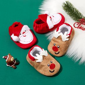 Christmas Baby / Toddler Santa Claus Elk Embroidered Prewalker Shoes