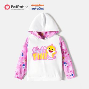 Baby Shark Toddler Girl Cotton Colorblock Heart Print Hooded Sweatshirt