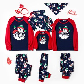 Christmas Snowman and Letter Print Family Matching Raglan Long-sleeve Pajamas Sets (Flame Resistant)