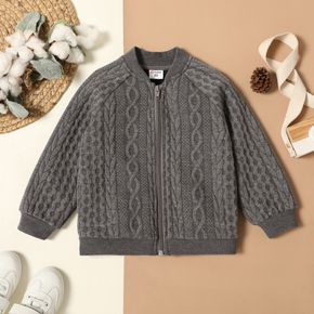 Toddler Boy Casual Cable Knit Textured Zipper Jacket