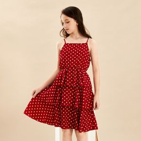 Pretty Kid Girl Polka dot Ruffled Singlet Dress