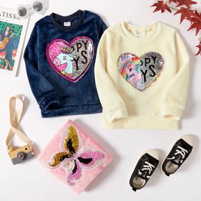 Kid Girl Flip Sequin Unicorn/Butterfly Fuzzy Velvet Sweatshirt